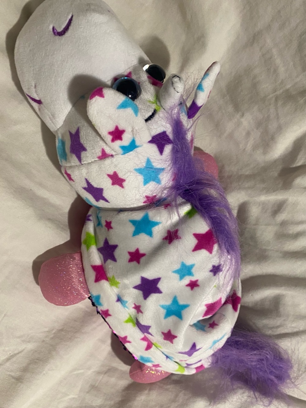 Flipazoo Star-Print Plush Unicorn Hooded Toy - Purple Mane